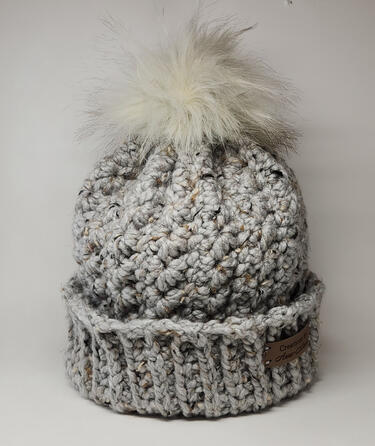 Grey Marble (6" Grey PomPom)
